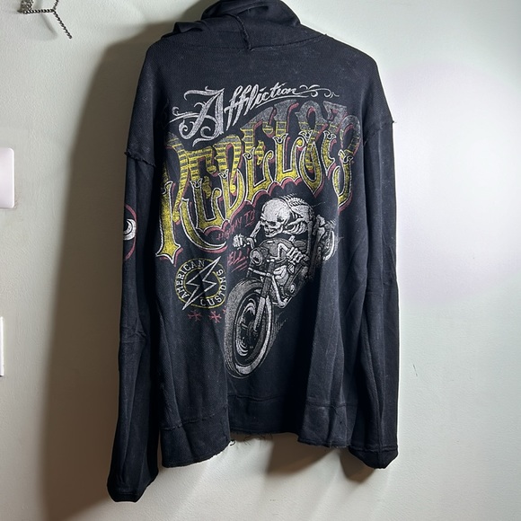 Mens Affliction Reversible Full Zip Hoodie - Picture 8 of 11